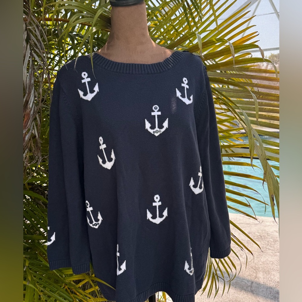 C.J. Banks Nautical Navy blue sweater with anchors size 1X